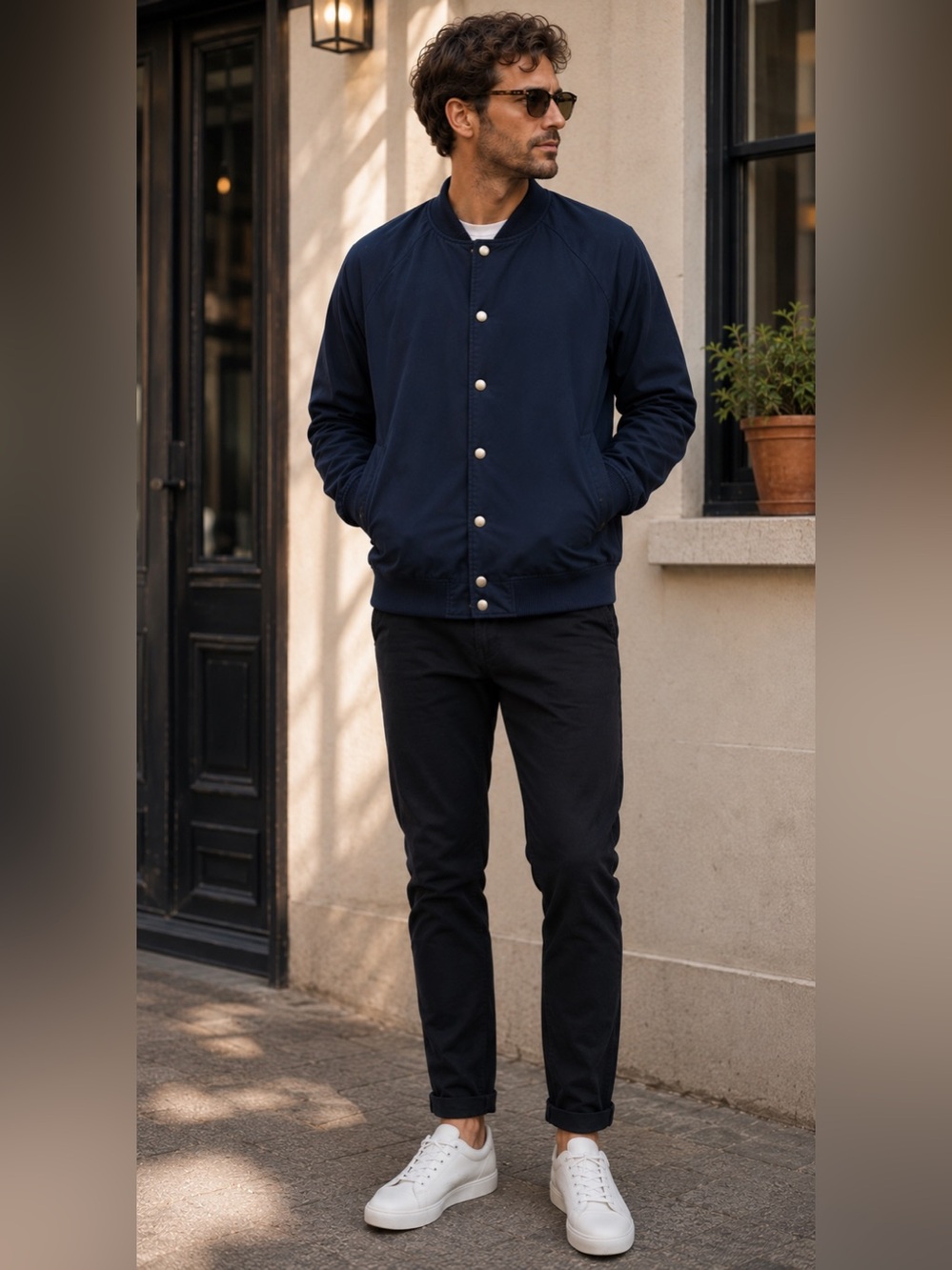 RVLT Revolution Navy Blue Snap Jacket Mens M Scandi Streetwear Danish Minimalist